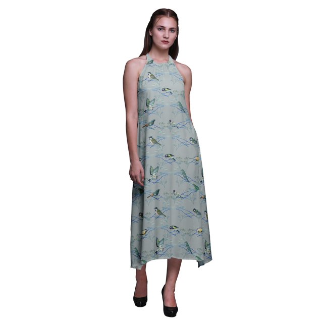 Bimba Robe de Plage d'Été pour Femme, Dos Nu, Col Licou, Soirée, X-Grand