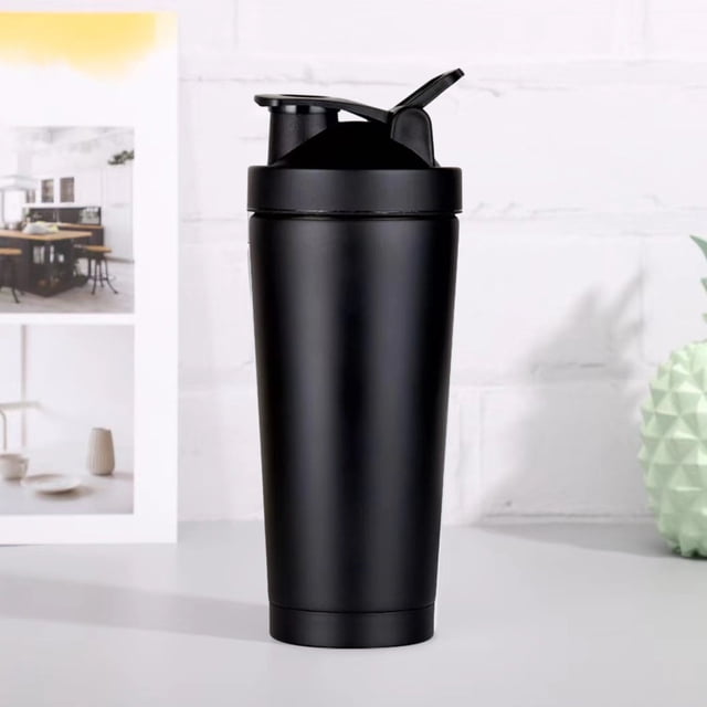 Stainless Steel Shaker Bottle with Wire Whisk Ball for Protein Mixing | Insulated Drink Bottle for Smoothies and Supplements | Spill Proof Flip Lid with Lock | Home, Gym, and Office Use
