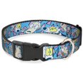 thumbnail image 1 of Dog Collar Plastic Clip Rocko Spunky Scattered Expressions Triangles Blue Lavender 9 to 15 Inches 1.0 Inch Wide, 1 of 7