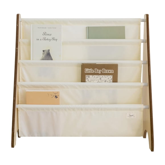 3 Sprouts Recycled Fabric Kids Bookshelf �?? 4-Tier Sling Book Rack Storage - Kids Room Book Shelves, Nursery, Playroom, Classroom - Bookcase Display Shelf fo