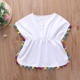 thumbnail image 3 of Robe de Plage pour Bébé Filles avec Pompons Poncho Rash Guards, 3 of 8