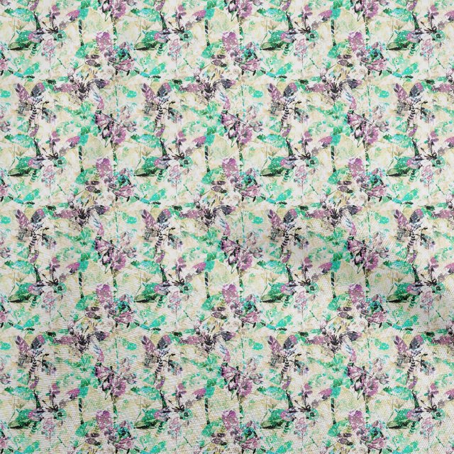 oneOone Cotton Flex Pale Yellow Fabric Abstract Floral Sewing Craft Projects Fabric Prints By Yard 40 Inch Wide