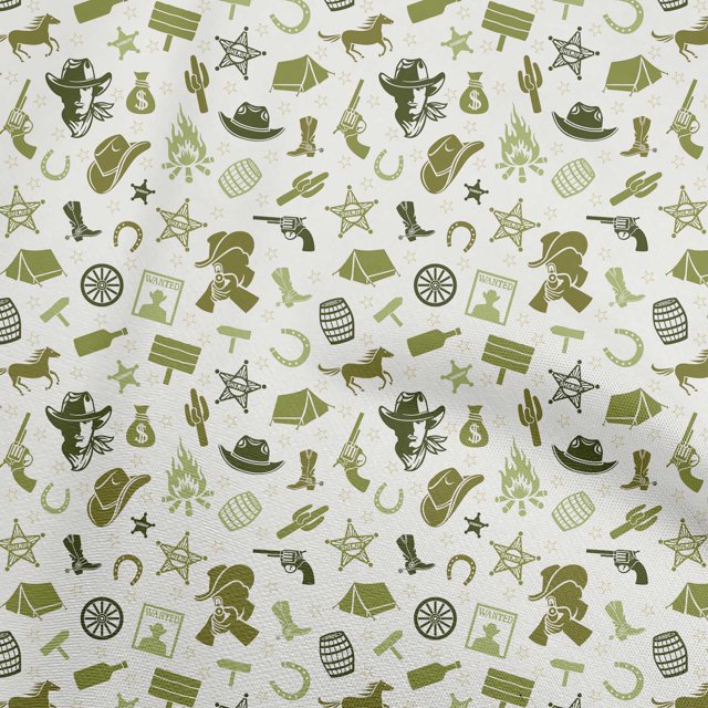 oneOone Cotton Flex Light Green Fabric Cowboy Craft Projects Decor Fabric Printed By The Yard 40 Inch Wide