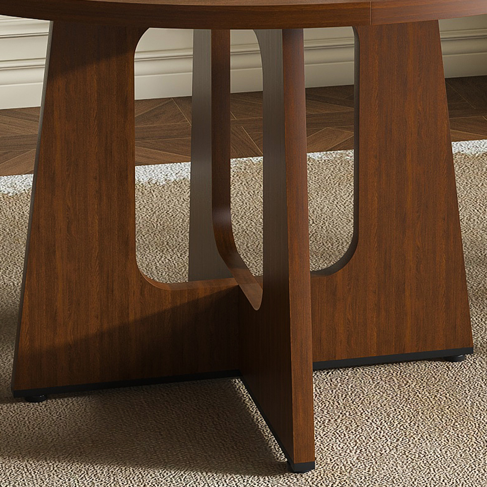 Noble House 47" Round Dining Table for 4,Farmhouse MDF Circle Table with Wood Grain Finish,Walnut