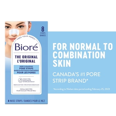 Bandes de nettoyage en profondeur pour les pores de Bioré, 8ct (Fabriqué au Japon)