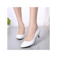 thumbnail image 5 of Bellella Womens Dress Shoes Mid Heel Pumps Pointed Toe Stiletto Heels Fashion Office Shoe Work White, Matte 7.5, 5 of 5