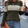 thumbnail image 4 of Annhoo Womens Sweaters Casual Long Sleeve Crewneck Pullover Shirts Fall Winter Fashion Color Block Blouses, 4 of 7