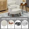 thumbnail image 4 of HOMCOM Upholstered Accent Chair with Wood Legs, Living Room Chair, Cream, 4 of 10