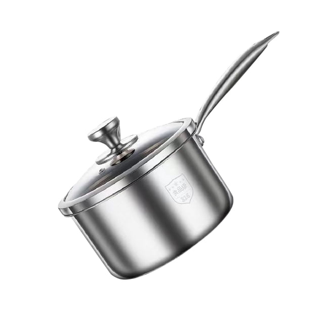 fheaev Uncoated Stainless Steel Milk Pot Baby Specific Auxiliary Food Pot Small Milk Pot Household Baby Frying And Cooking Integrated Non Stick Soup Pot