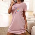 thumbnail image 2 of Mrat Jupe-Short de Pyjama pour Femmes Chemise de Nuit Courte Surdimensionnée pour Femmes Mode Imprimé Poitrine Robe de Nuit à Manches Courtes P-105 Rose-A L, 2 of 7