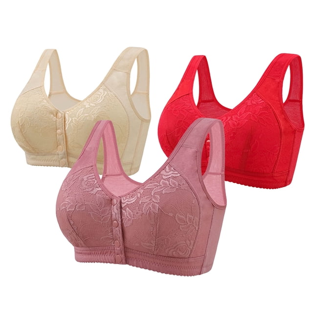 Wancir Bras for Women 2025 New Woman's Embroidery Front Button Large Size Underwear Bra without Steel Rim