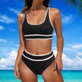 thumbnail image 2 of FAIWAD Womens 2 Piece Swimsuits Sports Color Block Bikini Sets Removable Bra Pad Full Coverage Bathing Suits for Girls, 2 of 5