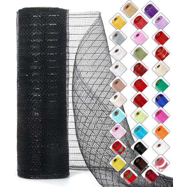 Mesh Ribbon for Wreaths 10 Inch x 30 Foot Wreath Mesh Rolls with Shiny Metallic Foil for Easter Christmas Party Wedding Home Decor DIY Craft Projects and Gift Wrapping