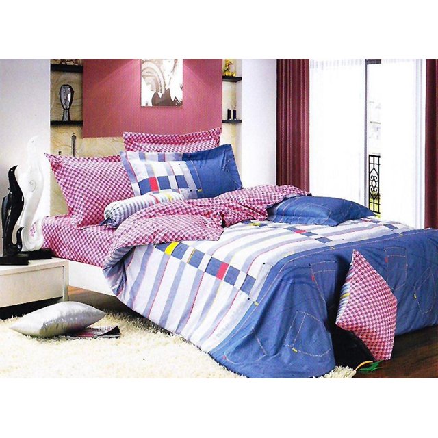 Le Vele LE455T Ensemble de Draps Housse de Couette Format Simple, Jean