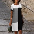 thumbnail image 2 of Robes à Manches Courtes pour Femmes, Teinture sur Nœuds Floral, Col en V, Robe Midi Évasée, Été, Décontractée, Coupe Ample, Robe à Enfiler Longueur Genou, 2 of 6