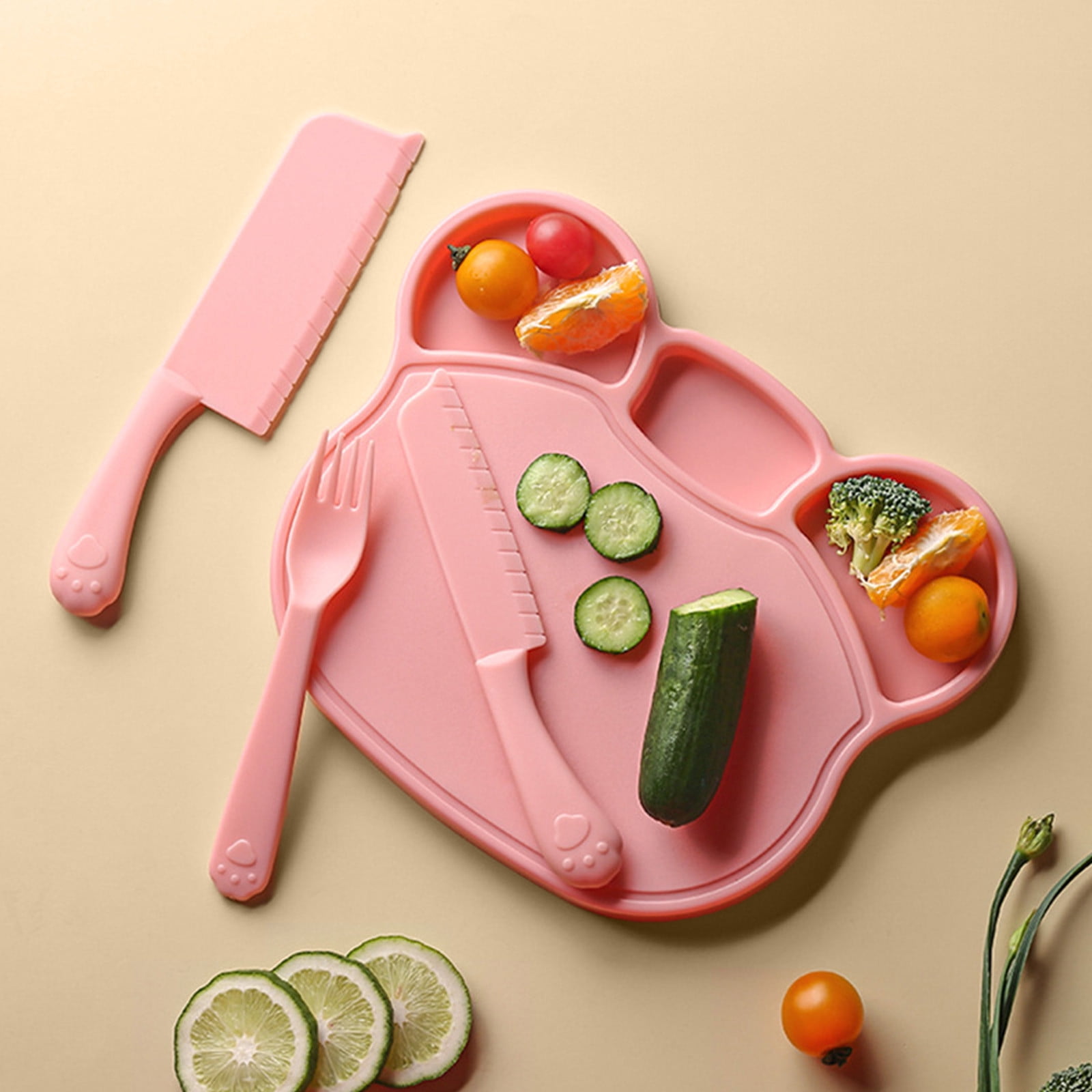 SASHENHG Baby food preparation cutting board and knife set and early childhood education tools and plastic kitchen knife that w on't hurt hands