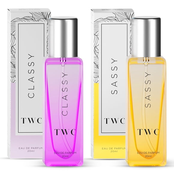 The Woman Company Ensemble Eau de Parfum Chic + Impertinent pour Femmes, Lot de 2 X 20 ml - 0,67 Fl. Oz. Chacun / Parfum de Luxe Longue Tenue pour Filles - avec des Notes de Pomme Rouge, Framboise, Freesia et Vanille