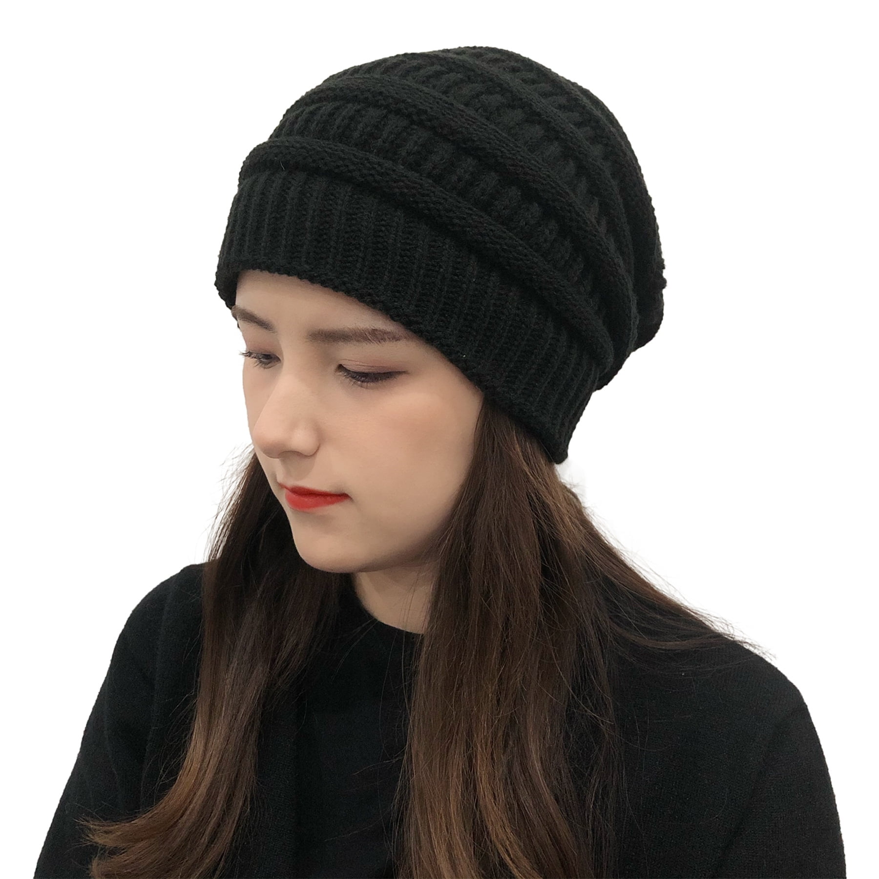 Winter Knit Beanie Hats for Women, Silk Satin Lined Chunky  display picture 2