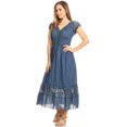 thumbnail image 4 of Women Renaissance Peasant Maiden Boho Inspired Cap Sleeve Lace Trim Maxi Dress, 4 of 5