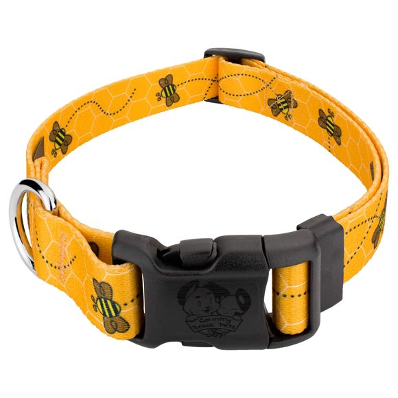 Country Brook Petz - Deluxe Busy Bee Dog Collar - Made in The U.S.A - Summer Breeze Collection Featuring Sunny Designs (5/8 Inch Small)