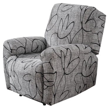 Dznils Housse Imprimée pour Fauteuil Inclinable, Housse Extensible en Polyester pour Sofa Inclinable, Gris Noir