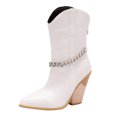 thumbnail image 2 of Qertyioot Bottes de Neige Zippées pour Femmes, Bottes Mode Unies à Talons Hauts Pointus, 2 of 5