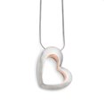 thumbnail image 1 of Collier Cœur en Acier Inoxydable Brossé & Rose Plaqué IP 17.5 Pouces, 1 of 3