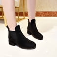 thumbnail image 4 of drppepioner Boots for Women Fall Winter Solid Color Flock Boots Chunky Heel Middle Heel Short Boots Pointed toe Boots, 4 of 4