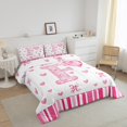 thumbnail image 3 of Erosebridal Initial F Letter Bedding King Comforter Set, Pink Heart Bow-tie Down Comforter, Geometry Decor, Microfiber 3pcs, 3 of 8