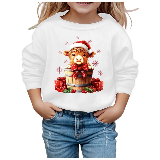 Chandail Doux à Manches Longues pour Fille, Graphique, Mignon, Col Rond, Chandails, Haut, Vêtements pour Filles