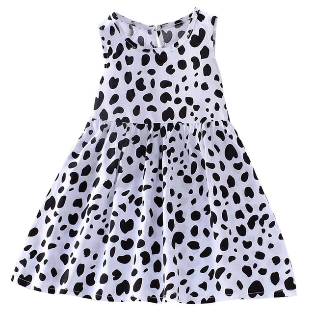 yoeyez Robes pour Filles 14-16 Ans Tout-Petit Enfant Bébé Filles Sans Manches Imprimé Graphique Débardeur Robe d'Été Plissée Ample Col Rond Robe Soleil Robe Décontractée pour Filles Noir,12-24 Mois