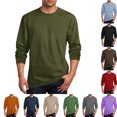 thumbnail image 5 of aohooy T-Shirt à Manches Longues Homme Basique Col Rond Chandails d'Automne Tee Hauts Décontracté Couleur Unie T-Shirts Classiques Chemises en Coton Tee Brun, TG, 5 of 5