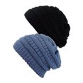 thumbnail image 1 of Womens Knit Beanie Cap Hat (2 PACK), Black/Dark Denim, 1 of 1