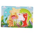 thumbnail image 1 of HILABEE Wooden Animal Puzzles Early Educational Animal Recognition Shape Matching Puzzle Elephant, 1 of 9