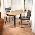 thumbnail image 3 of Homy Casa 63 inch 5-Piece Dining Set, Faux Wood Live Edge Table Faux Leather Upholstered Side Chairs, 3 of 10