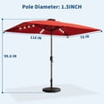 thumbnail image 2 of Garvee 10' x 6.5' Solar Patio Umbrella,Table Umbrella ,Crank & Push Button Tilt, 6 Sturdy Ribs, Red, 2 of 8
