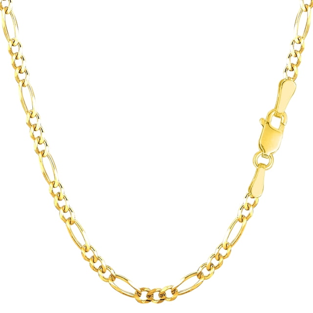 14k Yellow Solid Gold Figaro Chain Necklace, 3.0mm, 16"