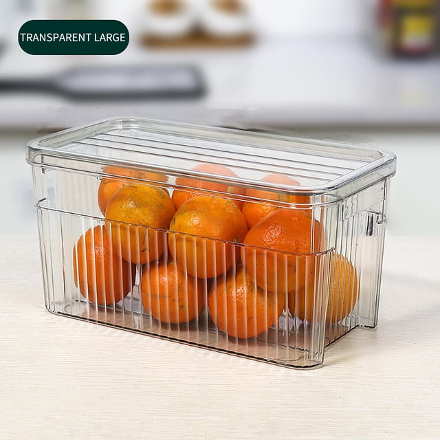 Dvkptbk Storage Refrigerator Plastic Storage Room Organization and Storage Basket Stackable Food Refrigerator Sorting Box with Cutout Handle Suitable for Refriger Kitchens Home Essentials