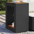 thumbnail image 1 of vidaXL Garden Side Table with Wooden Top Black 60x40x75 cm Poly Rattan, 1 of 5