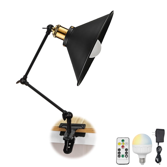 FSLiving LED Clip Light Pole Mounted Rechargeable Remote Control Sign Light, Cordless No Electricity Needed, No Wiring Required, Arm: 18cm 3.5W RGBW Bulb Included, Dimmable, Arm Light, Entrance