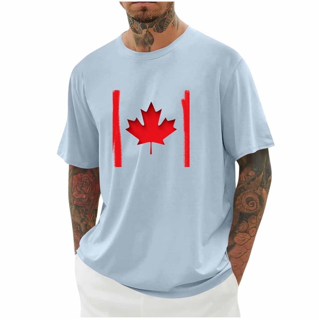 Pisexur T-shirts pour Hommes, Imprimé Col Rond Mode Décontractée Manches Courtes Blouses Col Rond Chemises Bleu Clair, 2TG Chemises de Golf Hommes & Chemises Hommes