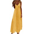 thumbnail image 2 of Wiyuqeen Robes d'Invitée de Mariage pour Femmes, Robe Maxi à Bretelles Spaghetti Ajustables, Col en V, Broderie Oeillets, Robe d'Été, Robes de Plage Unies, 2 of 6