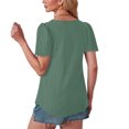 thumbnail image 4 of Timegard Eyelet Tops for Women Scoop Neck Ruched Short Sleeve Loose Summer Beach Casual Comfy Top tee, 4 of 7