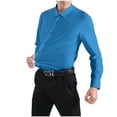 thumbnail image 2 of RXIRUCGD Chemises pour Hommes Décontractées Mode Unies en Tissu Élastique à Col Rabattu avec Boutons, Bleu, Taille : M, 2 of 4