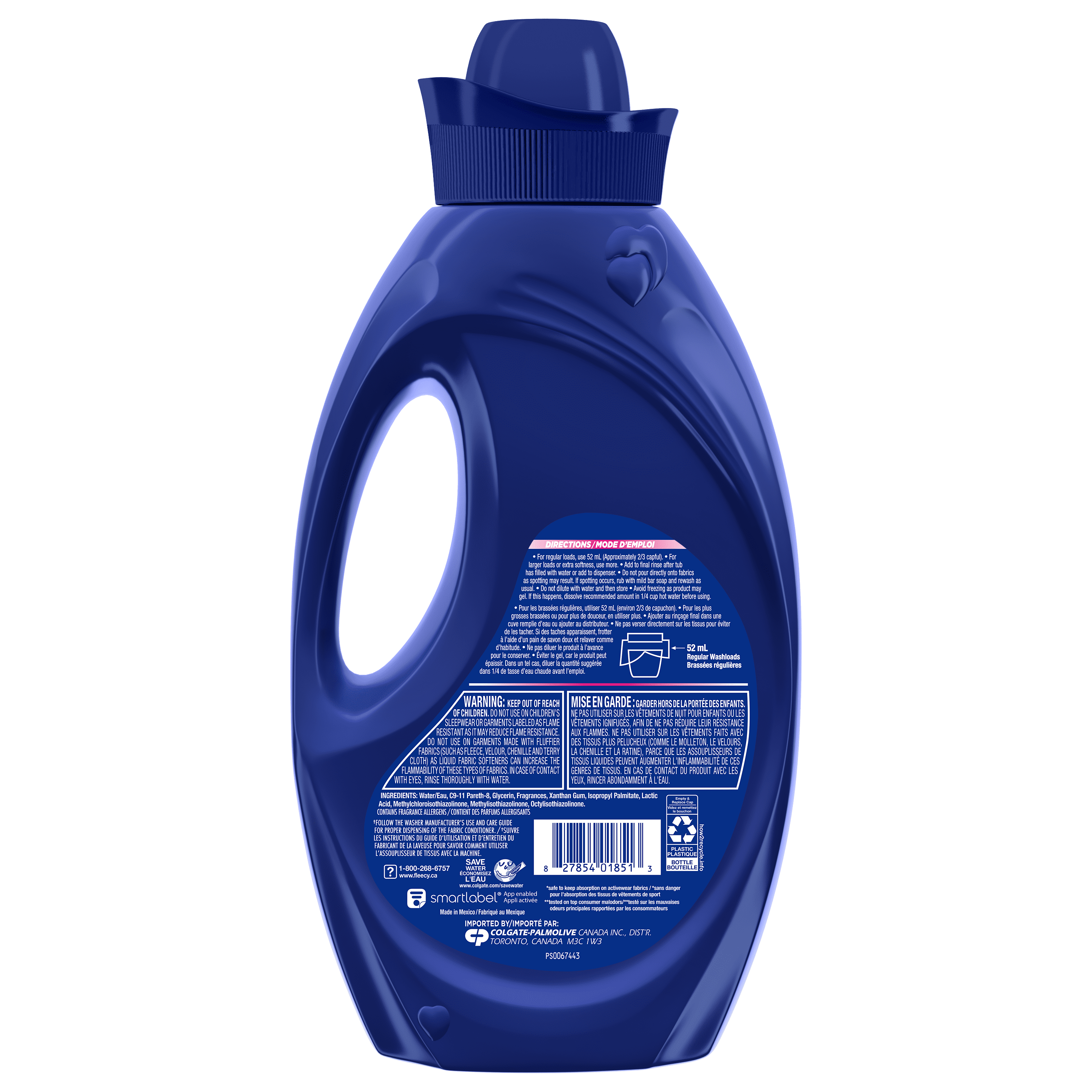 Fleecy Assouplissant à Linge Liquide Bouclier Anti-Odeurs, Parfum Brise Fraîche, 1,36 L
