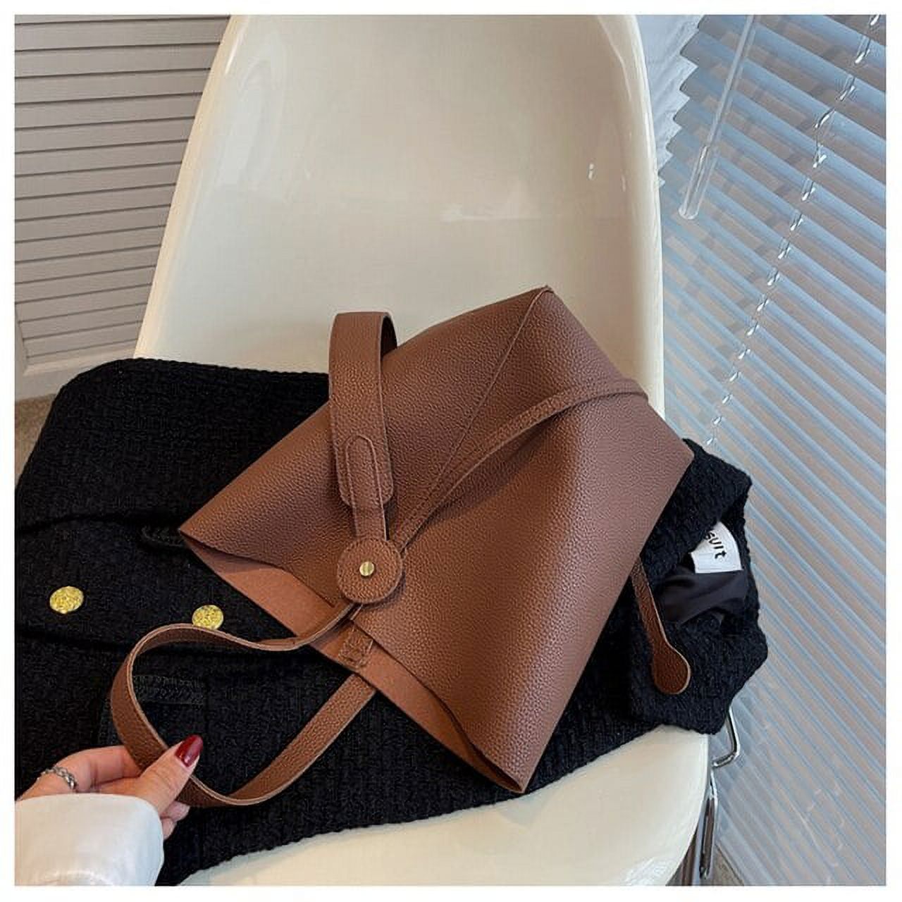 LinYooLi Female Large Capacity Tote Bag Soft Leather Shopping Bag Luxury Classic Design Handbags Ladys Simple Trendy Shoulder Bag