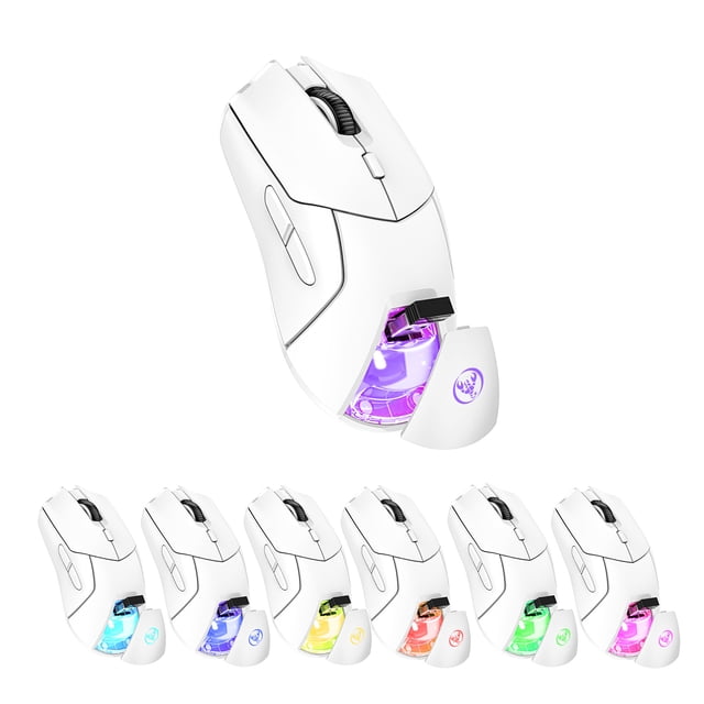 Mistaha Souris Ergonomique Sans Fil à Triple Mode avec DPI Réglable et Lumière RVB - HXSJ T40 Blanc