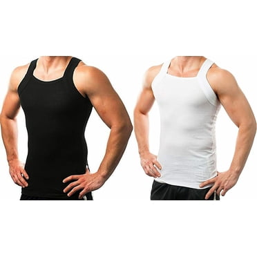 2-4 Packs Men's G-unit Style Cotton Tank Tops Square Cut Muscle Rib A-Shirts