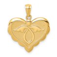 thumbnail image 1 of 14K Yellow Gold Texture Polished Finish Solid Angel in Heart Pendant, 1 of 1
