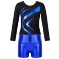 thumbnail image 3 of TiaoBug Girls 2Pcs Rhinestone Tracksuit Long Sleeve Gymnastics Dance Outfit Leotard with Shorts Unitard C01 6, 3 of 7